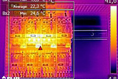 Thermal camera examination of a control cabinet